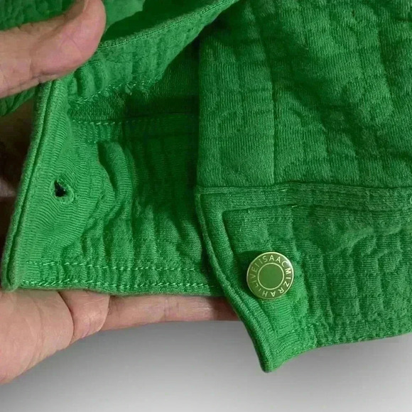 ISAAC‎ MIZRAHI LIVE! ladies long sleeve quilted button  down jacket green large - Picture 9 of 11